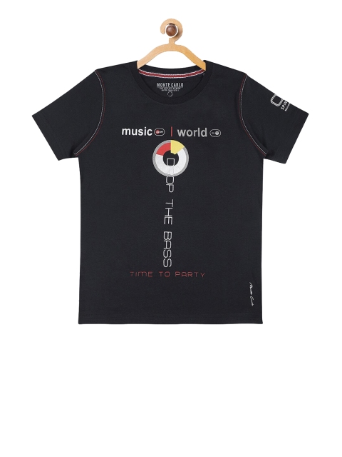

Monte Carlo Boys Black Printed Round Neck T-shirt