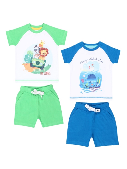 

Nap Chief Infants Green & Blue Set of 2 Printed T-shirt with Shorts