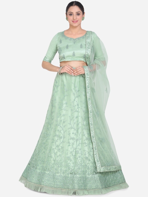 

Mitera Green Unstitched Lehenga & Blouse with Dupatta