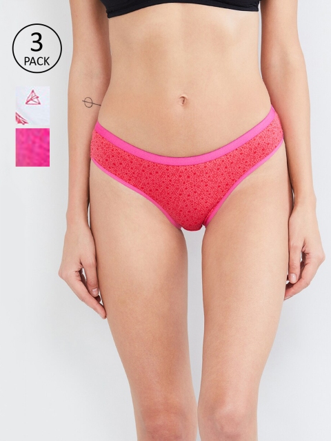 

max Women Pack of 3 Pink Printed Bikini Briefs SU19TT01SKIN