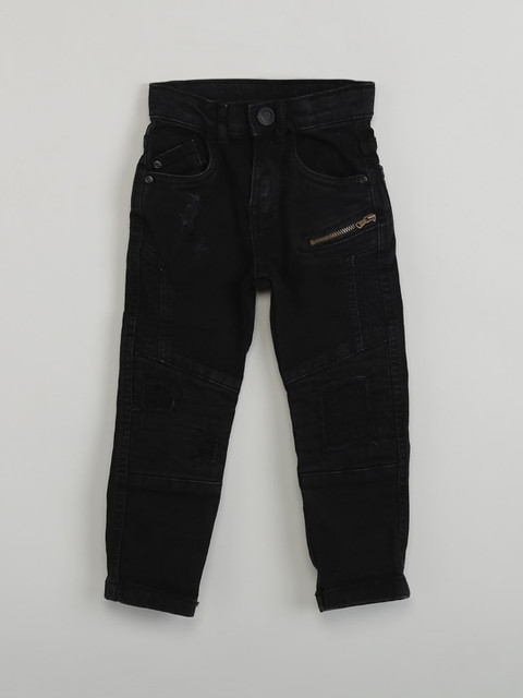 

max Boys Black Regular Fit Mid-Rise Clean Look Jeans