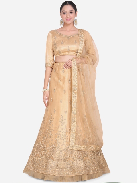 

Mitera Beige Semi-Stitched Lehenga & Blouse with Dupatta