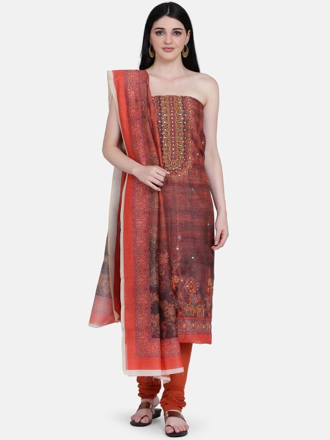 

BOMBAY SELECTIONS Multicoloured Floral Print Unstitched Dress Material, Multi
