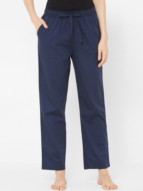 

Mystere Paris Women Blue Polka Dot Printed Lounge Pants