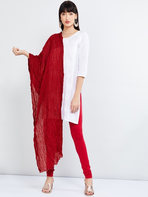 

max Maroon Solid Cotton Dupatta