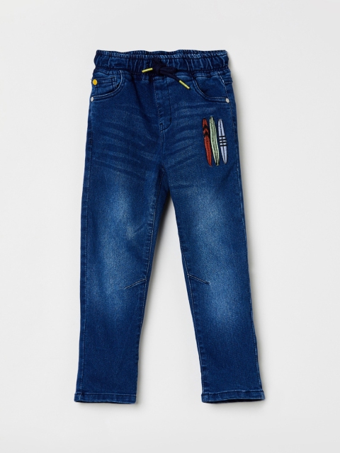 

max Boys Blue Regular Fit Mid-Rise Low Distress Stretchable Jeans