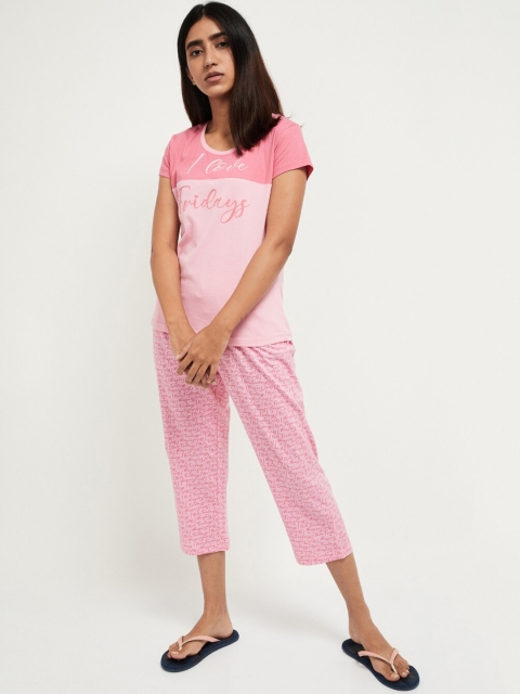 

max Women Pink Printed Night suit