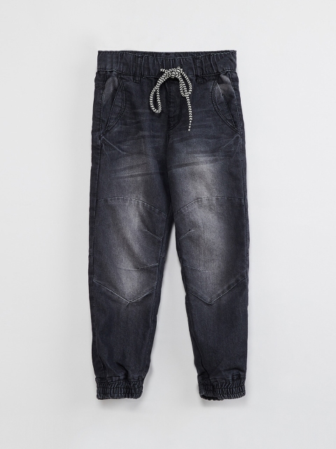 

max Boys Black Jogger Mid-Rise Mildly Distressed Jeans