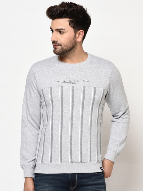 

Octave Men Grey & Off-White Striped Sweatshirt