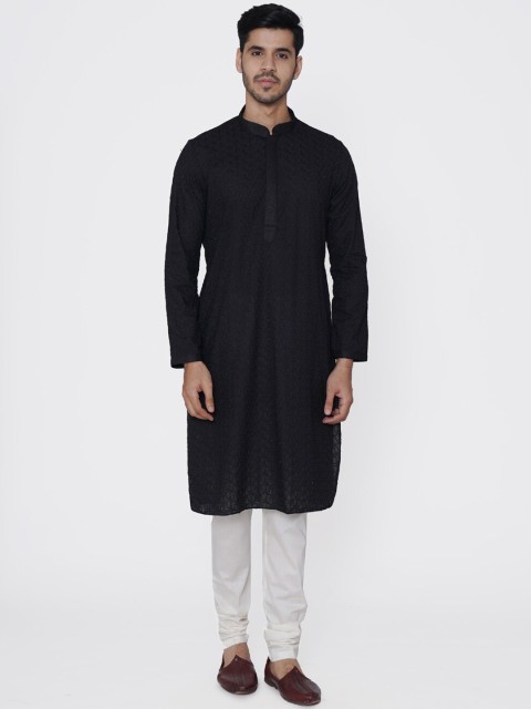 

Manyavar Men Black Solid Kurta with Churidar