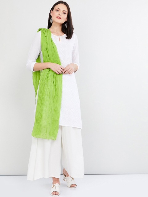 

max Lime Green Solid Dupatta