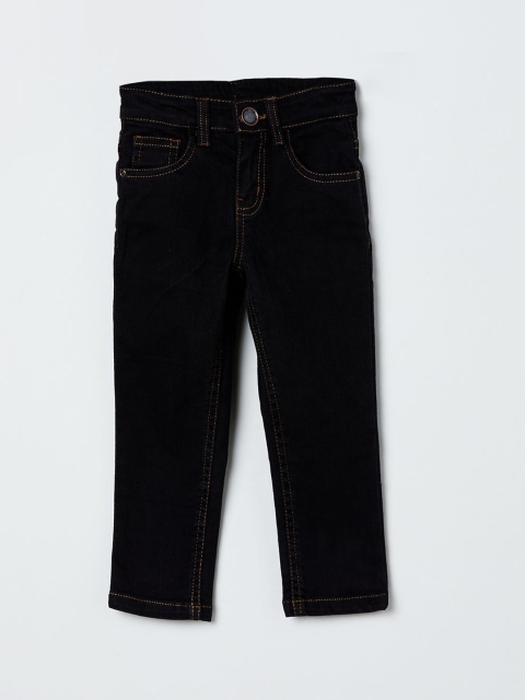 

max Boys Black Slim Fit Mid-Rise Clean Look Jeans