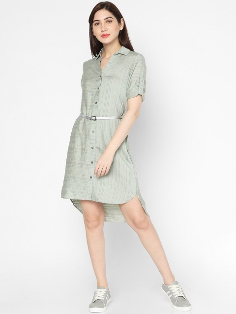 

Deal Jeans Women Green Striped Shirt Dress