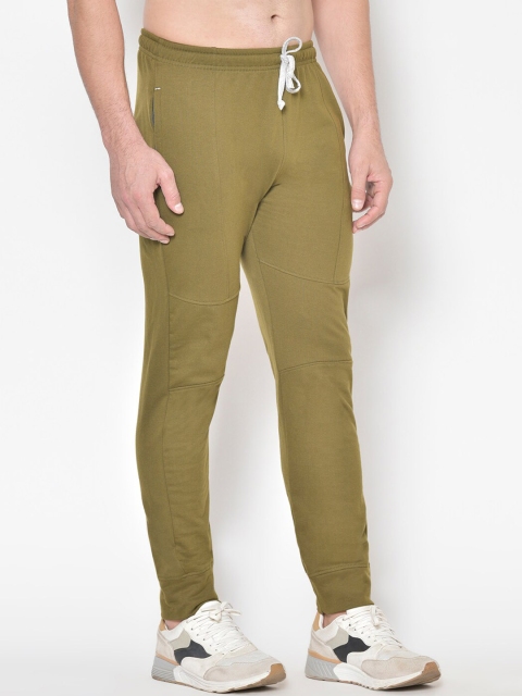 

American-Elm Men Olive Green Solid Slim Fit Joggers