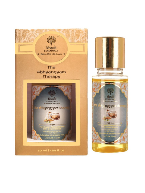 

KHADI ESSENTIALS Pure Sweet Almond Oil 50 ml & Bulgarian Rose Essential Oil 15 ml, Yellow