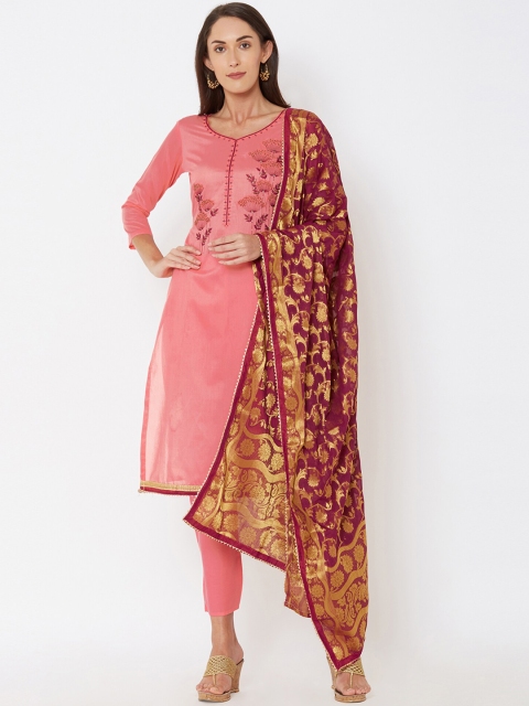 

Satrani Pink & Purple Pure Cotton Unstitched Dress Material
