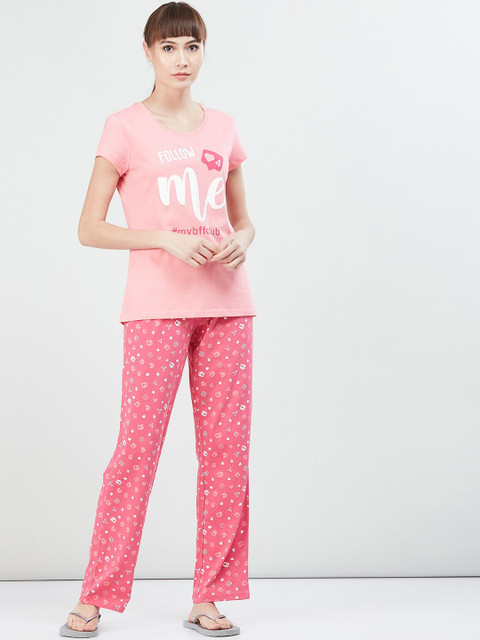 

max Women Pink Printed Night suit