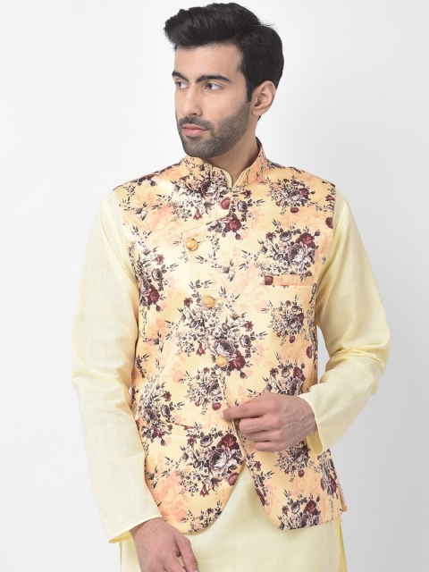 

SG LEMAN Men Orange & Maroon Floral Printed Woven Nehru Jacket