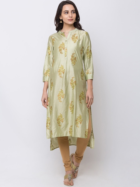 

Ethnicity Women Green Printed A-Line Kurta