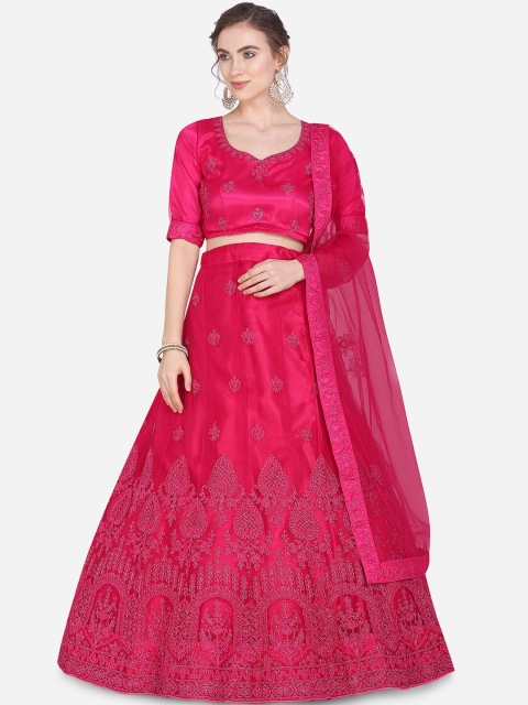 

Mitera Pink Semi-Stitched Lehenga & Blouse with Dupatta