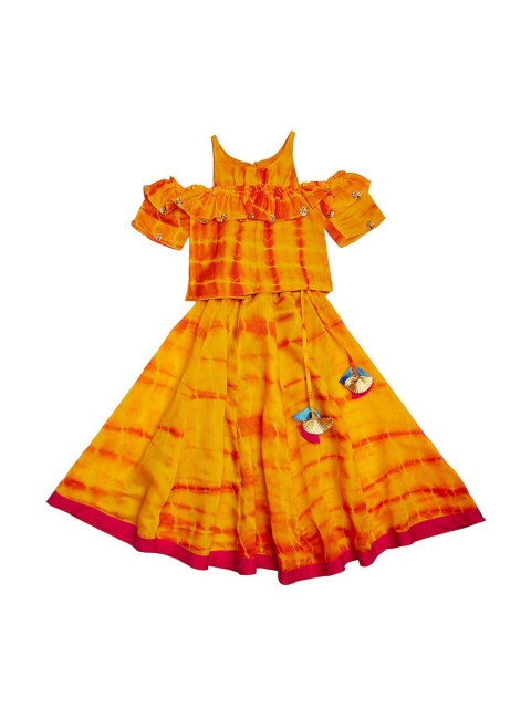 

charkhee Orange Ready to Wear Lehenga with Blouse