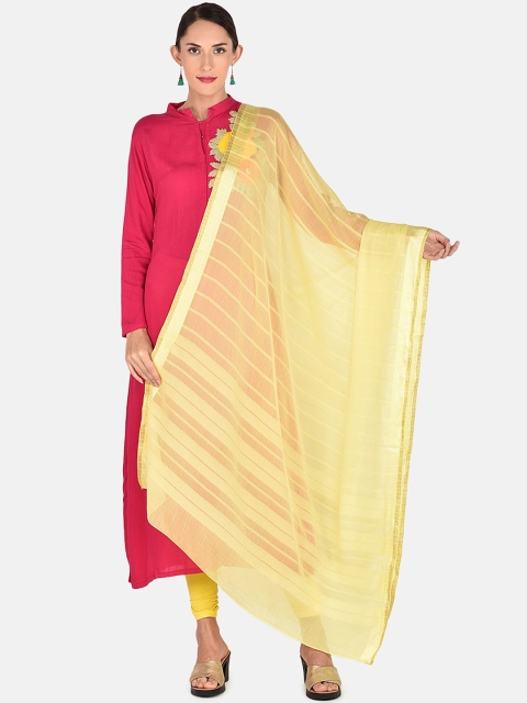 

Dupatta Bazaar Yellow Striped Dupatta