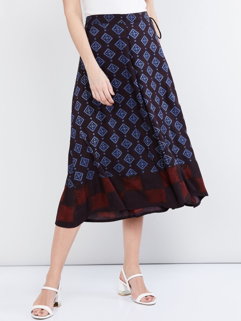 

max Women Navy Blue Regular Fit Printed Culottes