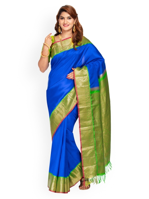 

Vijayalakshmi Silks Blue & Green Pure Silk Solid Saree