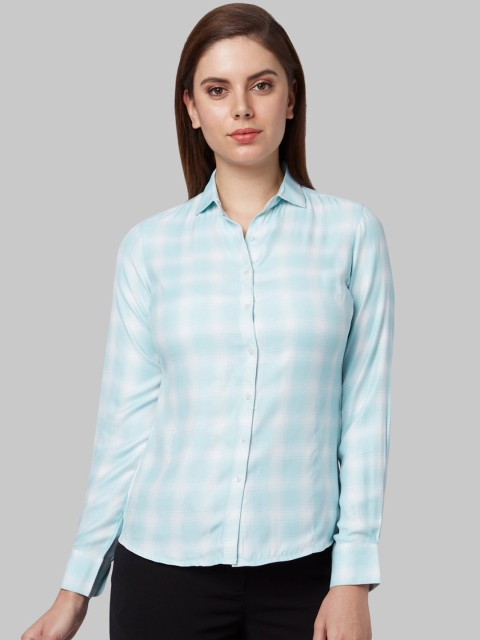 

Park Avenue Woman Women Blue Regular Fit Checked Casual Shirt