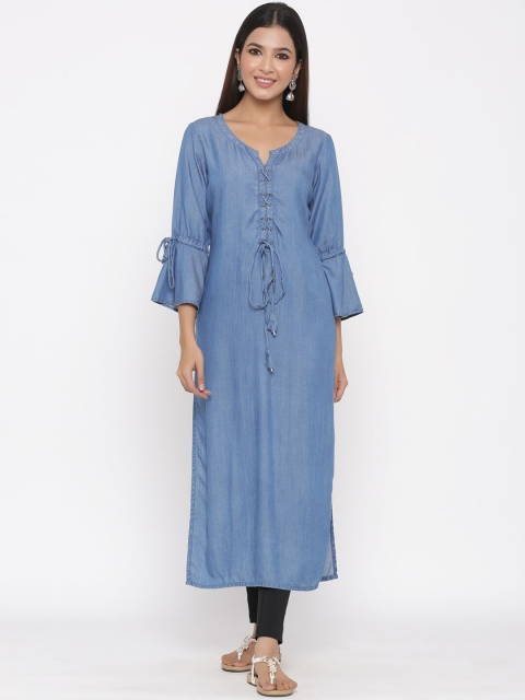 

Juniper Women Blue Solid Straight Kurta