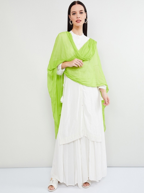 

max Lime Green Solid Dupatta