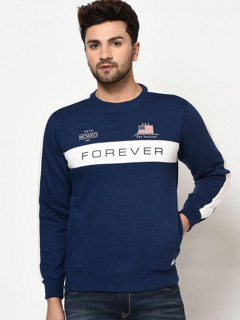 

Octave Men Navy Blue & White Printed Sweatshirt