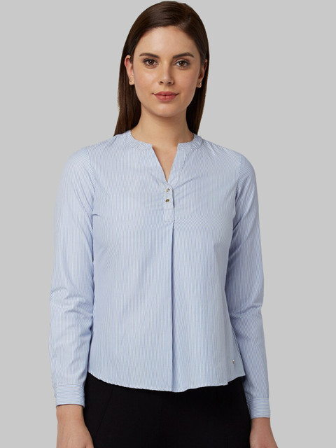 

Park Avenue Women Blue Striped Shirt Style Top