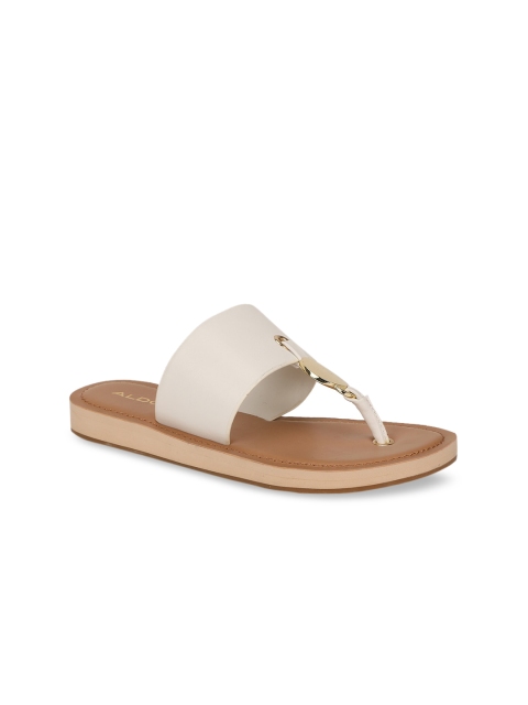 

ALDO Women White Embellished T-Strap Flats