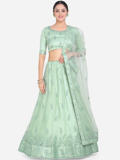 

Mitera Green Unstitched Lehenga & Blouse with Dupatta