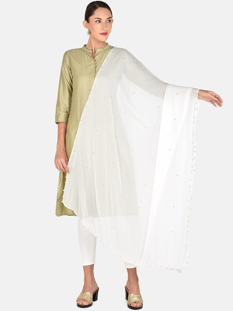 

Dupatta Bazaar Off-White Solid Dupatta