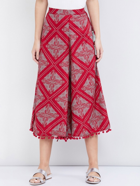

max Women Red Regular Fit Printed Culottes