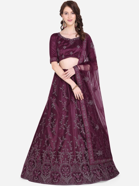 

Mitera Burgundy & Silver-Coloured Unstitched Lehenga & Blouse with Dupatta