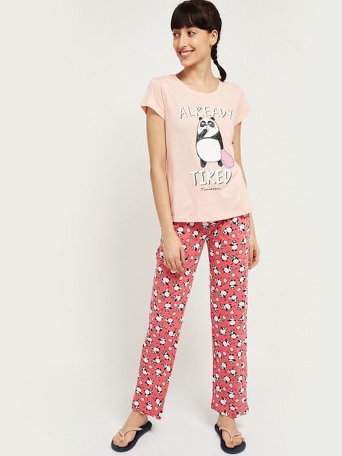 

max Women Pink Printed Night suit