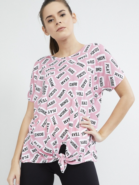 

max Women Pink Printed Round Neck T-shirt