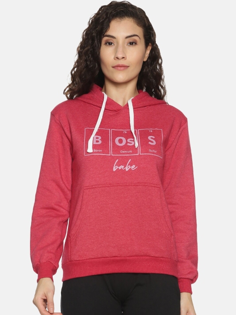 

Campus Sutra Women Red Printed Hooded Sweatshirt
