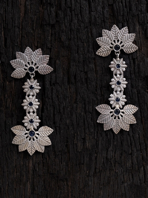

Shoshaa Silver-Plated & Blue Oxidised Drop Earrings