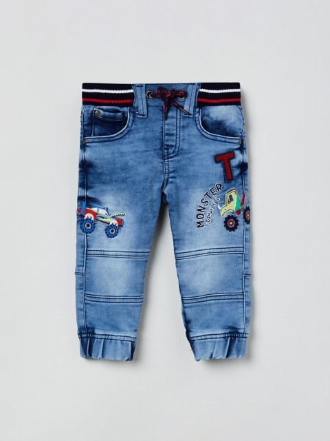 

max Boys Blue Jogger Mid-Rise Clean Look Stretchable Jeans