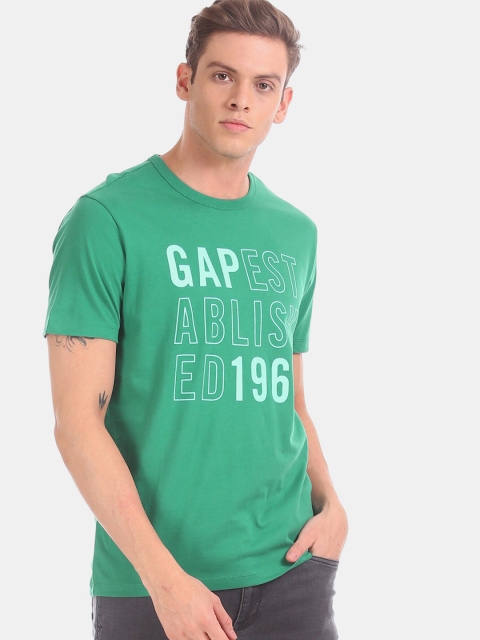 

GAP Men Green Printed Round Neck T-shirt