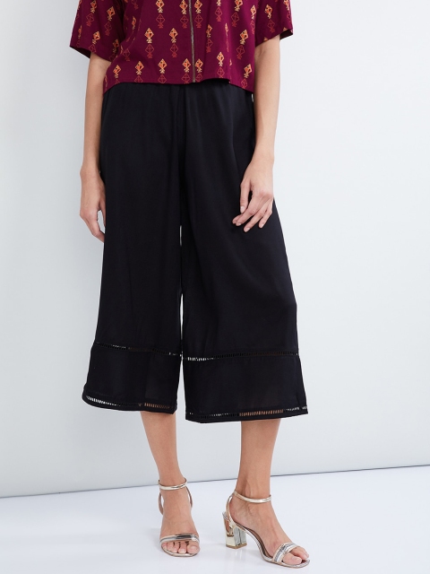 

max Women Black Regular Fit Solid Culottes