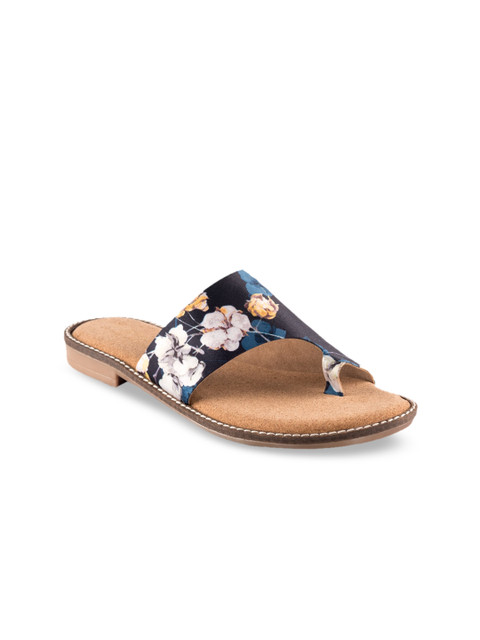 

Kraft Cellar Women Navy Blue Printed PU One Toe Flats