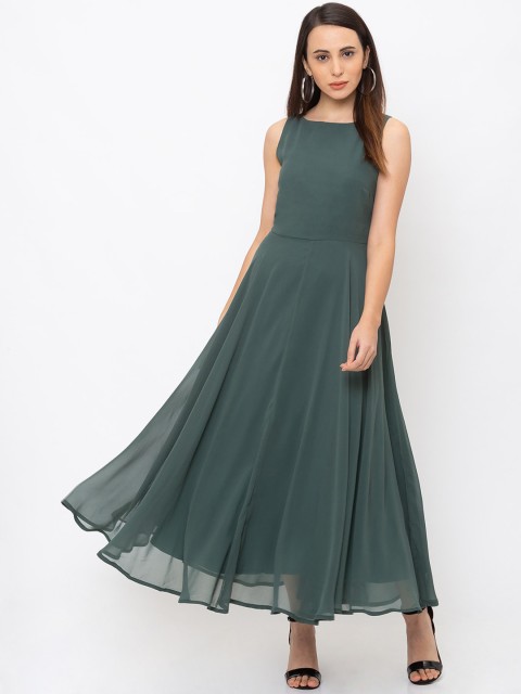 

Iti Women Green Solid Maxi Dress