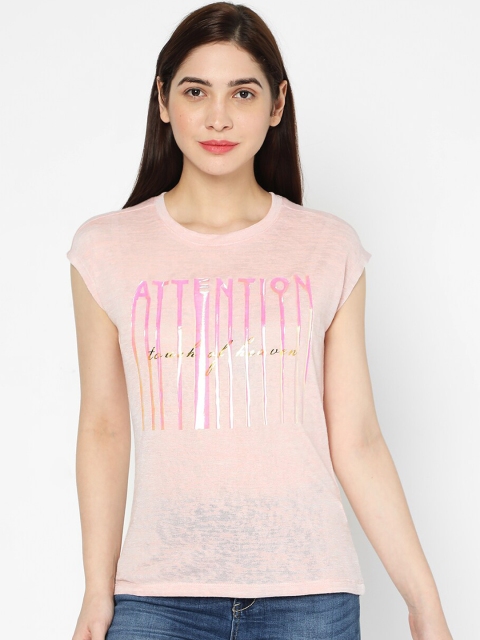 

Deal Jeans Women Pink Printed Round Neck T-shirt