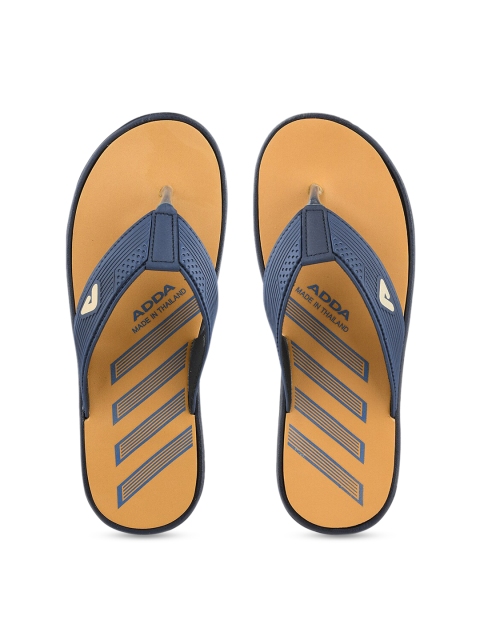 

Adda Men Navy Blue & Beige Self Design Thong Flip-Flops