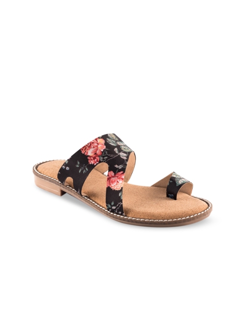 

Kraft Cellar Women Multicoloured Floral Printed PU One Toe Flats, Multi